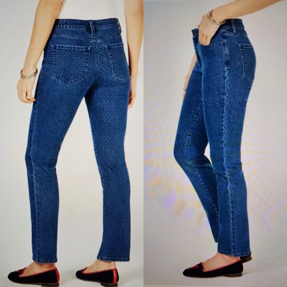 Petite Polka-Dot Printed Lexington Straight Jeans